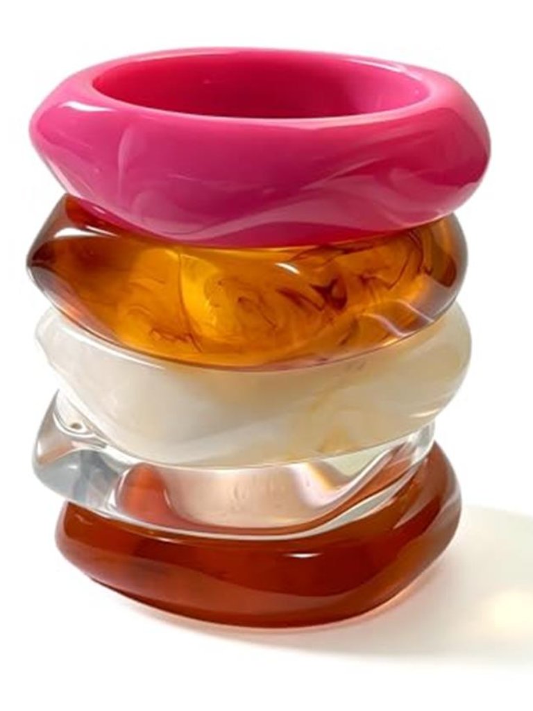 5 Pcs Acrylic Resin Bangle Bracelet For Women Chunky Acrylic Resin Bangles